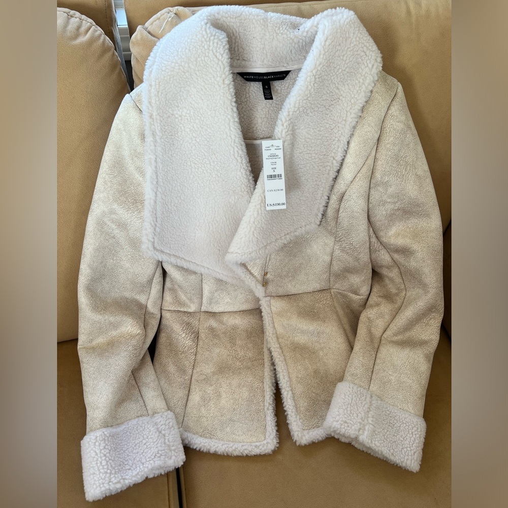 NWT shearling drape coat. Small